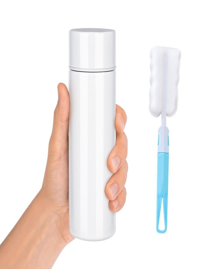 FjiProu Mini Water Bottle, 5oz Stainless Steel Insulated Mini Water Bottle, Portable Insulated Water Bottle, BPA-Free Double Wall Vacuum Keep Hot & Cold Cute Leak Proof, Stainless Steel (With Cup Brush) - Image 1
